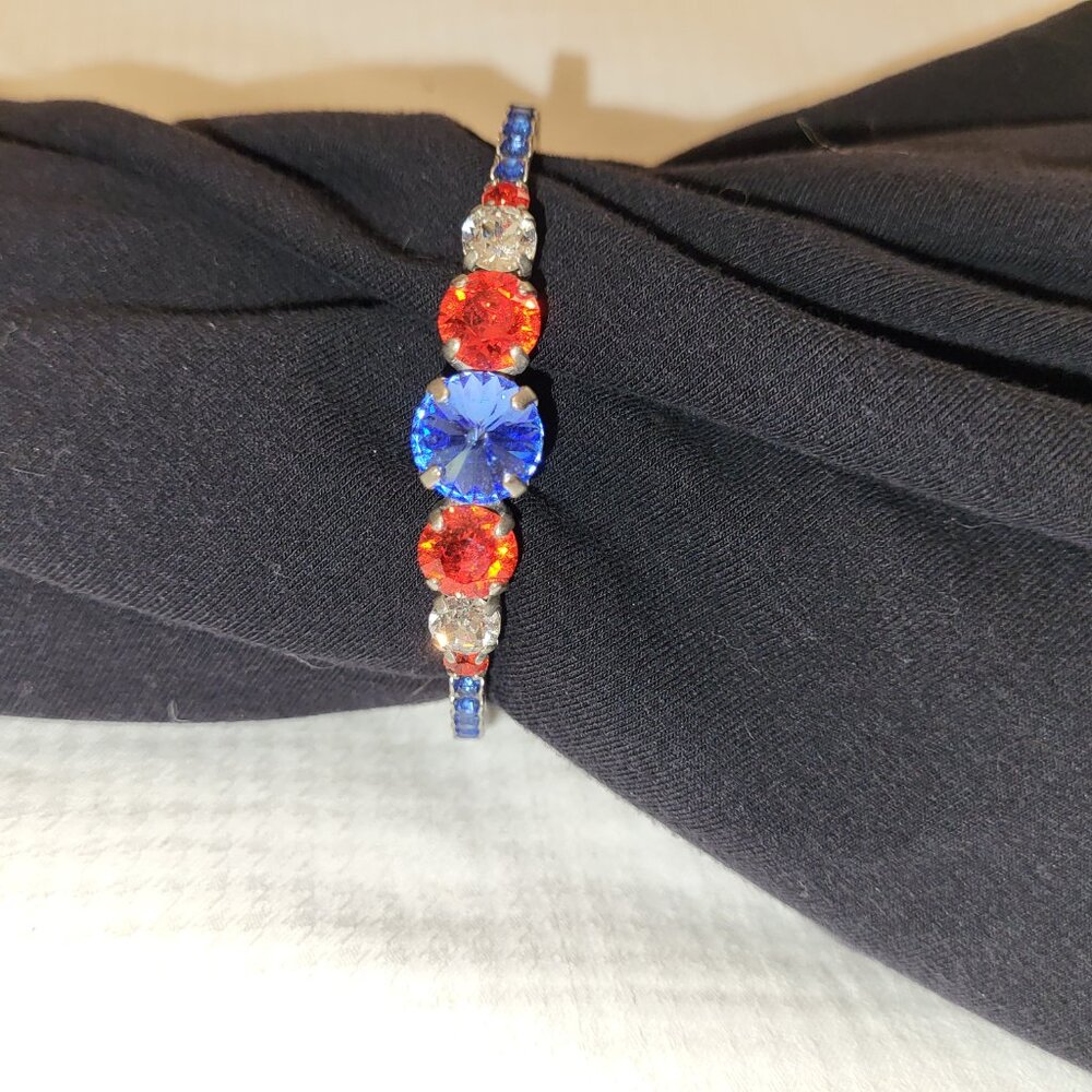 Women's Swarovski Orange, Blue, Clear Crystal Cuff Bracelet - Gators! - Picture 7 of 7
